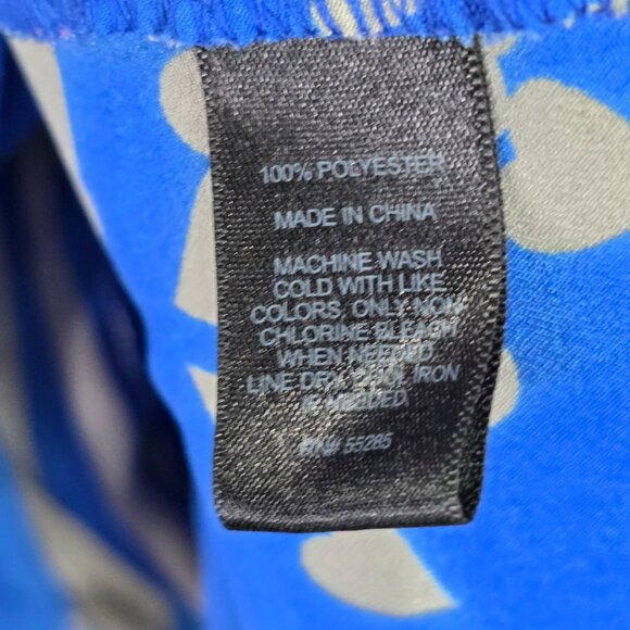 Womens Express Blue & Beige Heart Print Cropped Blouse Kimono Sleeve Polyester M - Picture 3 of 8